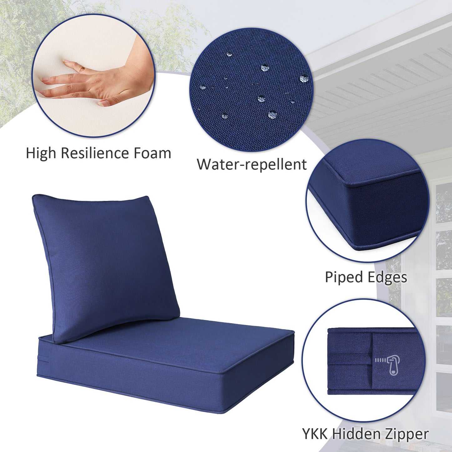 Unimatta Outdoor 24" x24" Deep Seat Cushion Navy