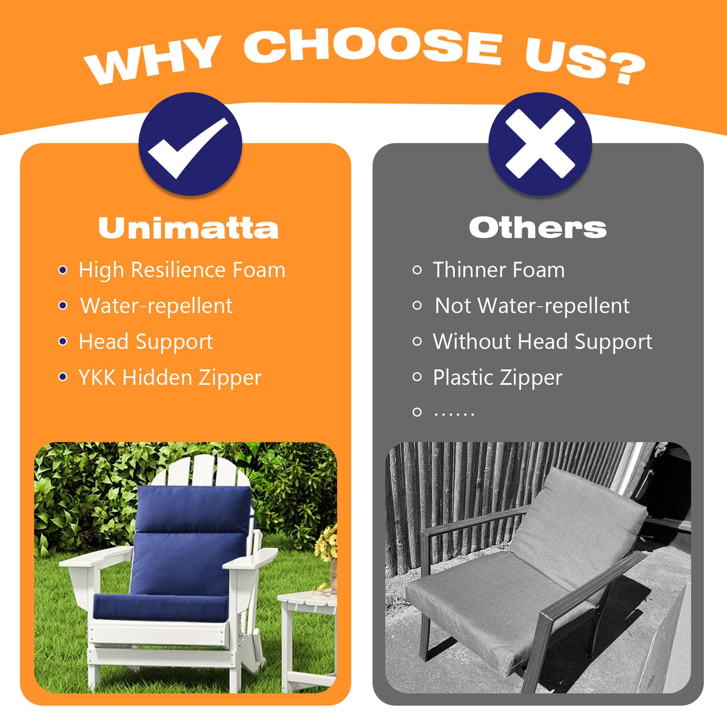 Unimatta Outdoor 44" x21" High Back Cushion