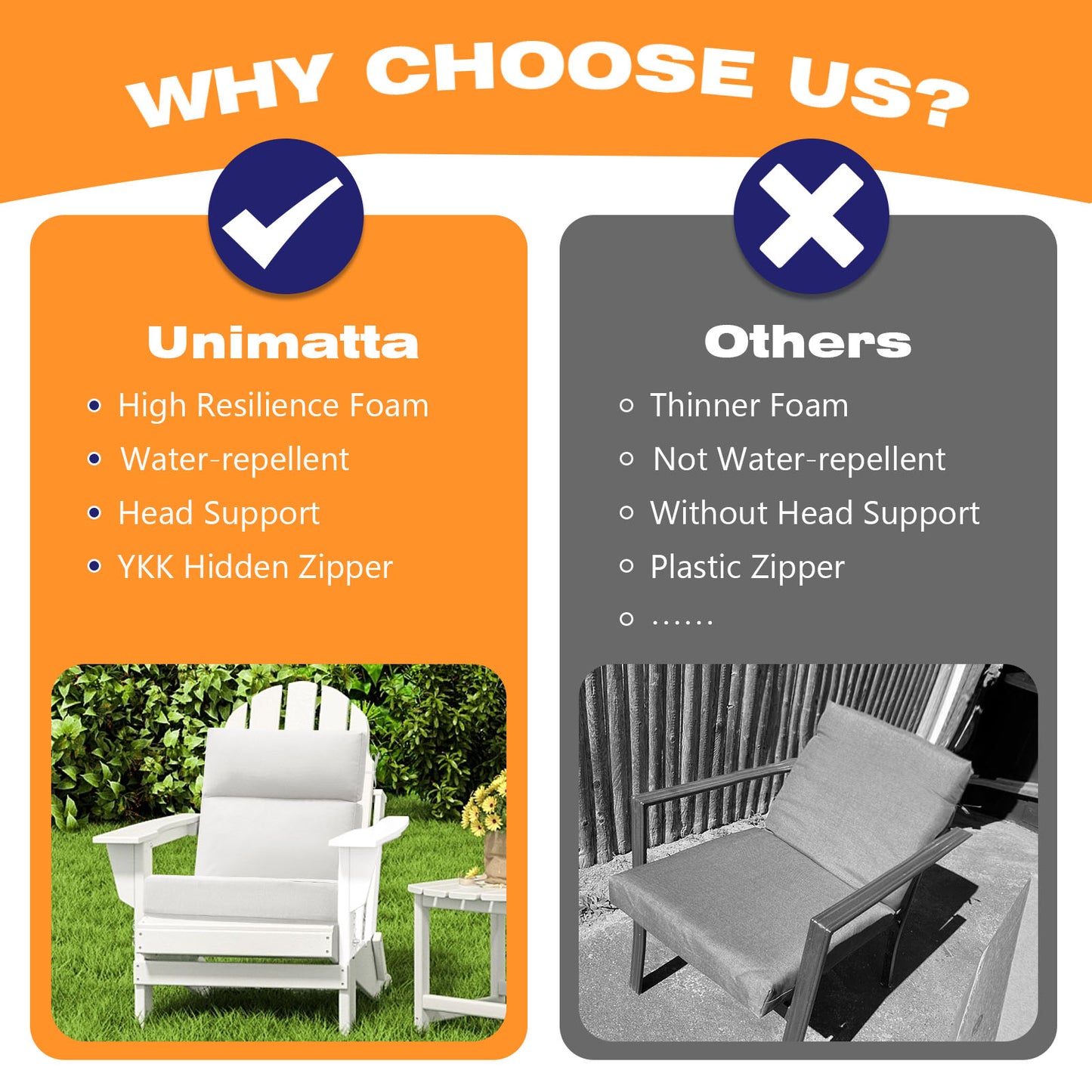 Unimatta Outdoor 44" x21" High Back Cushion