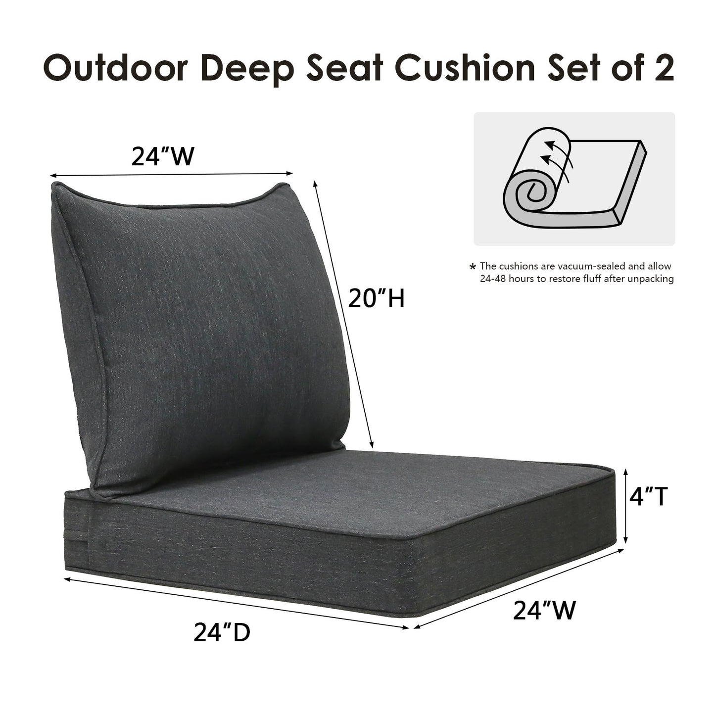 Unimatta Outdoor 24" x24" Deep Seat Cushion