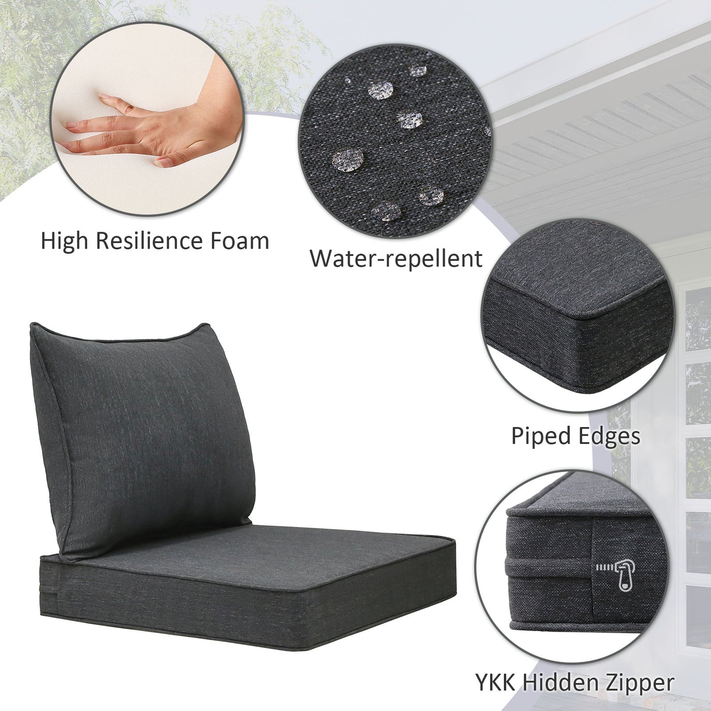Unimatta Outdoor 24" x24" Deep Seat Cushion Charcoal