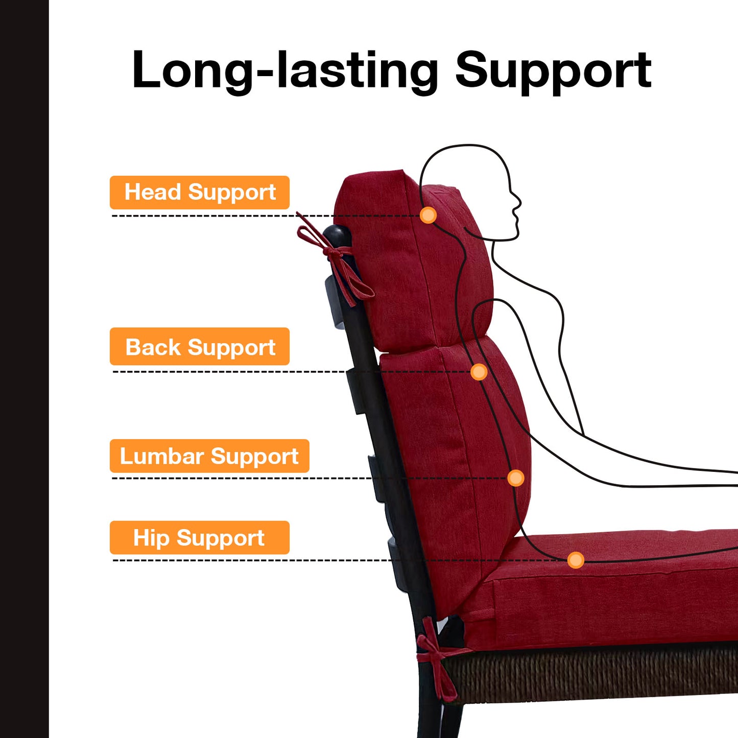 Unimatta Outdoor 44" x21" High Back Cushion Red