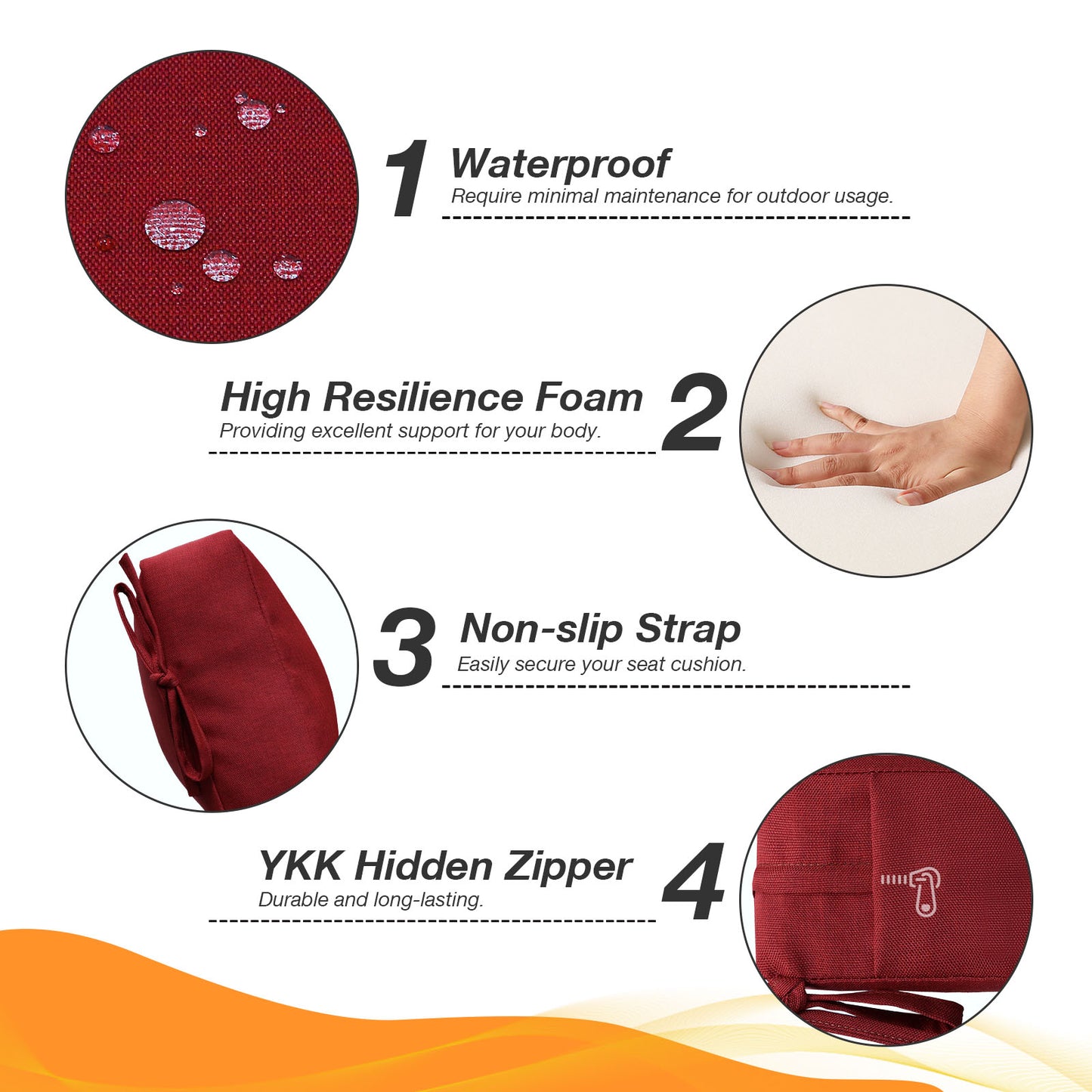 Unimatta Outdoor 44" x21" High Back Cushion Red