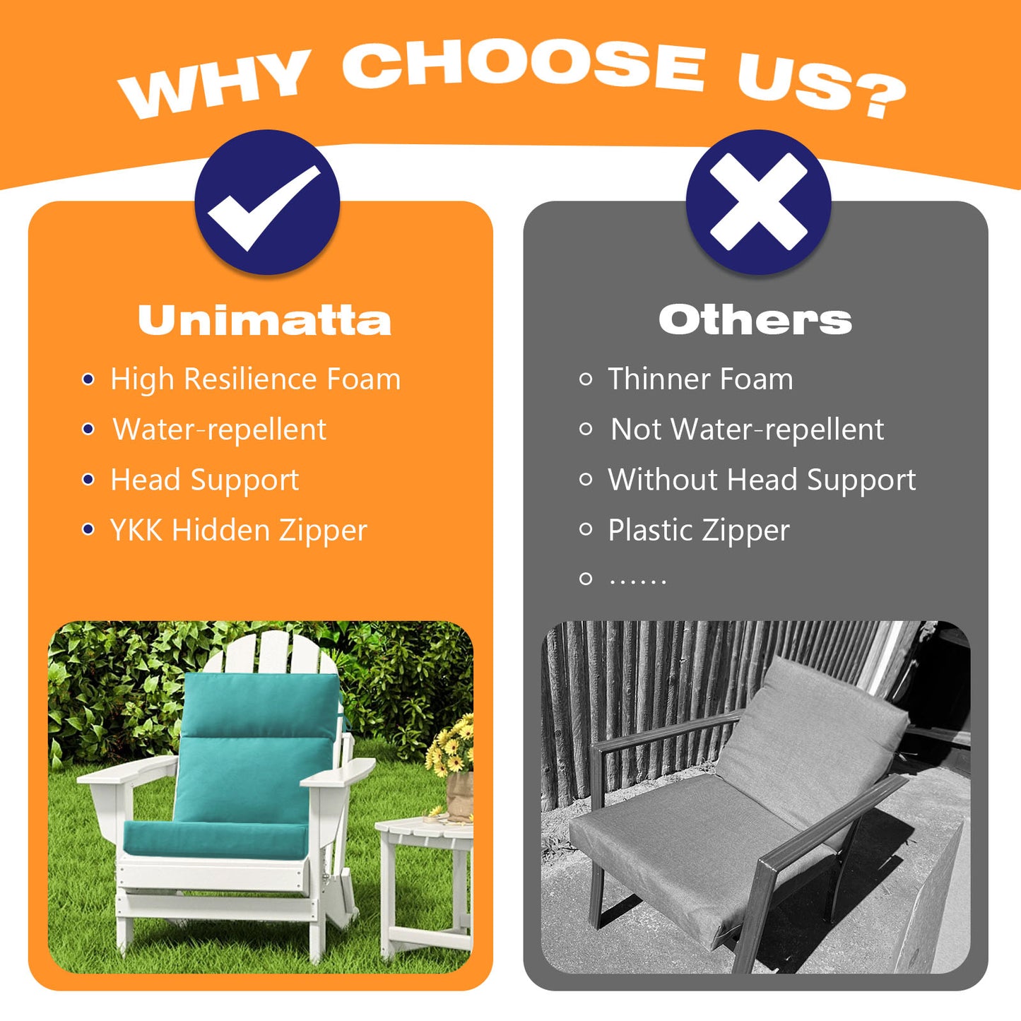 Unimatta Outdoor 44" x21" High Back Cushion