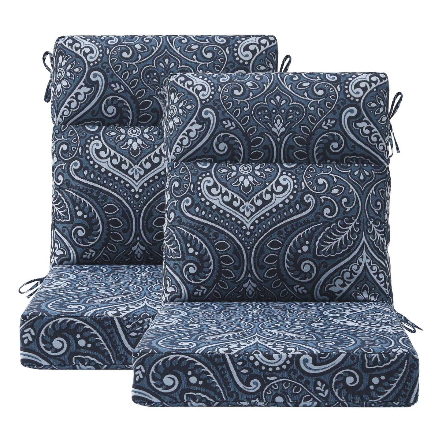 Unimatta Outdoor 44" x21" High Back Cushion Damask Blue Flower
