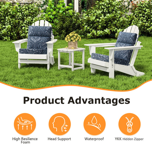 Unimatta Outdoor 44" x21" High Back Cushion Damask Blue Flower