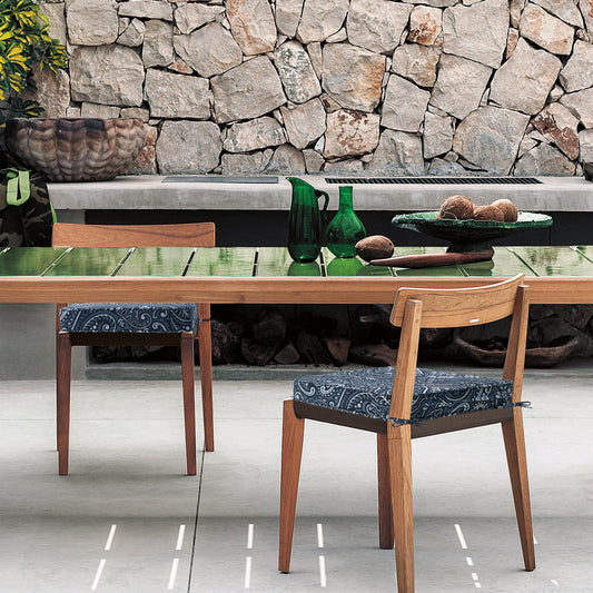 Unimatta Outdoor 19" x19" Seat Cushion Damask Blue Flower