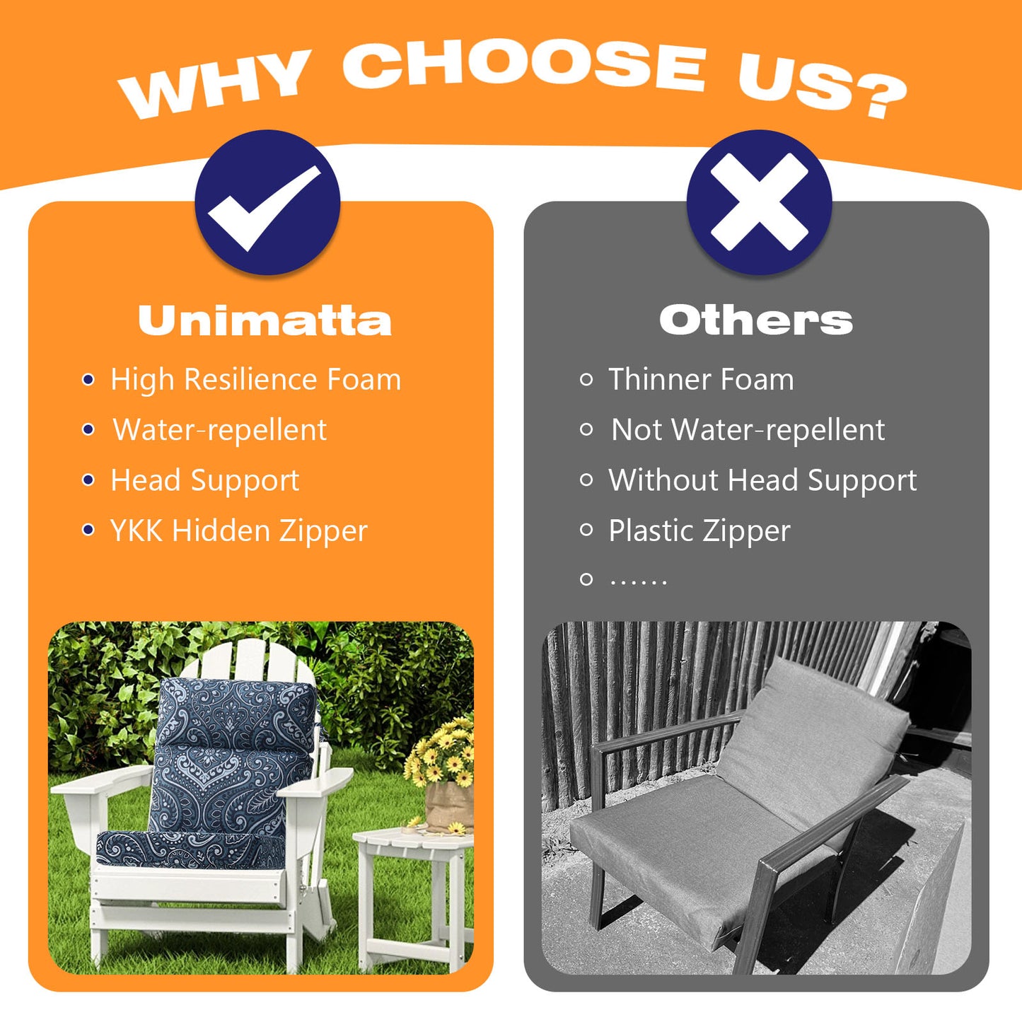 Unimatta Outdoor 44" x21" High Back Cushion