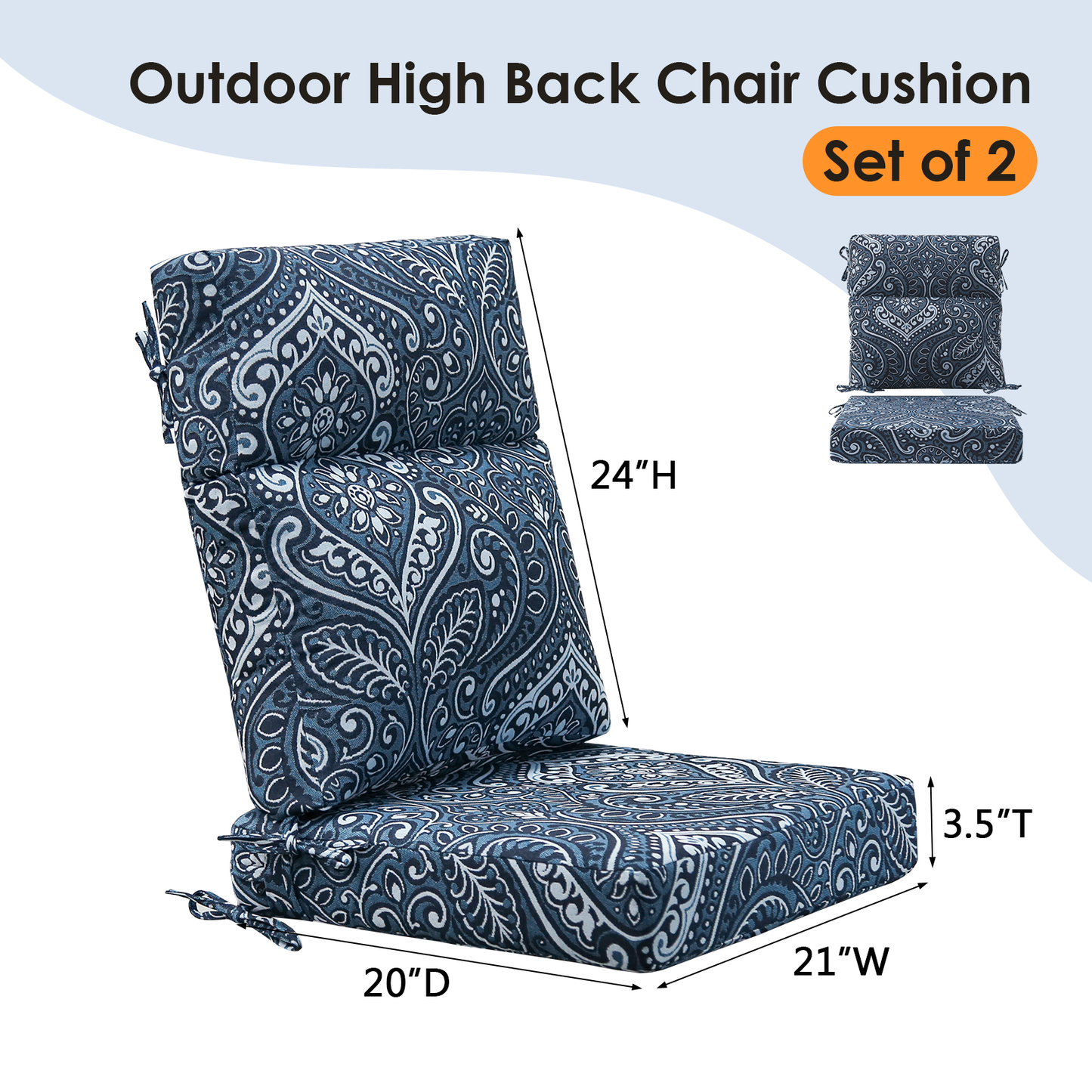 Unimatta Outdoor 44" x21" High Back Cushion