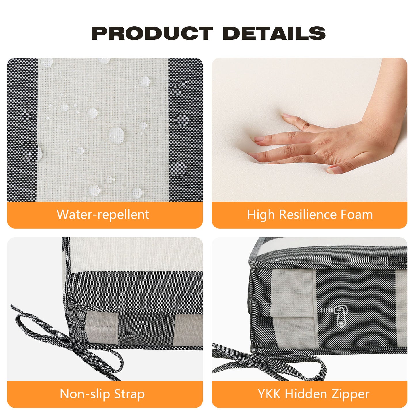 Unimatta Outdoor 19" x19" Seat Cushion Gray Stripe