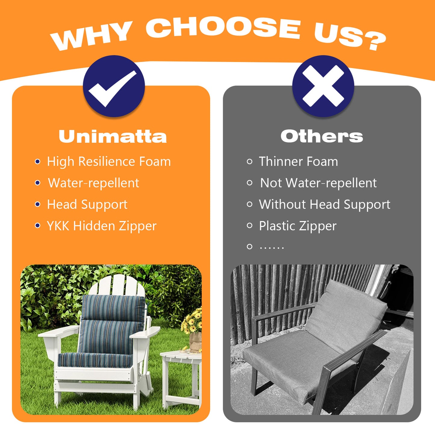 Unimatta Outdoor 44" x21" High Back Cushion