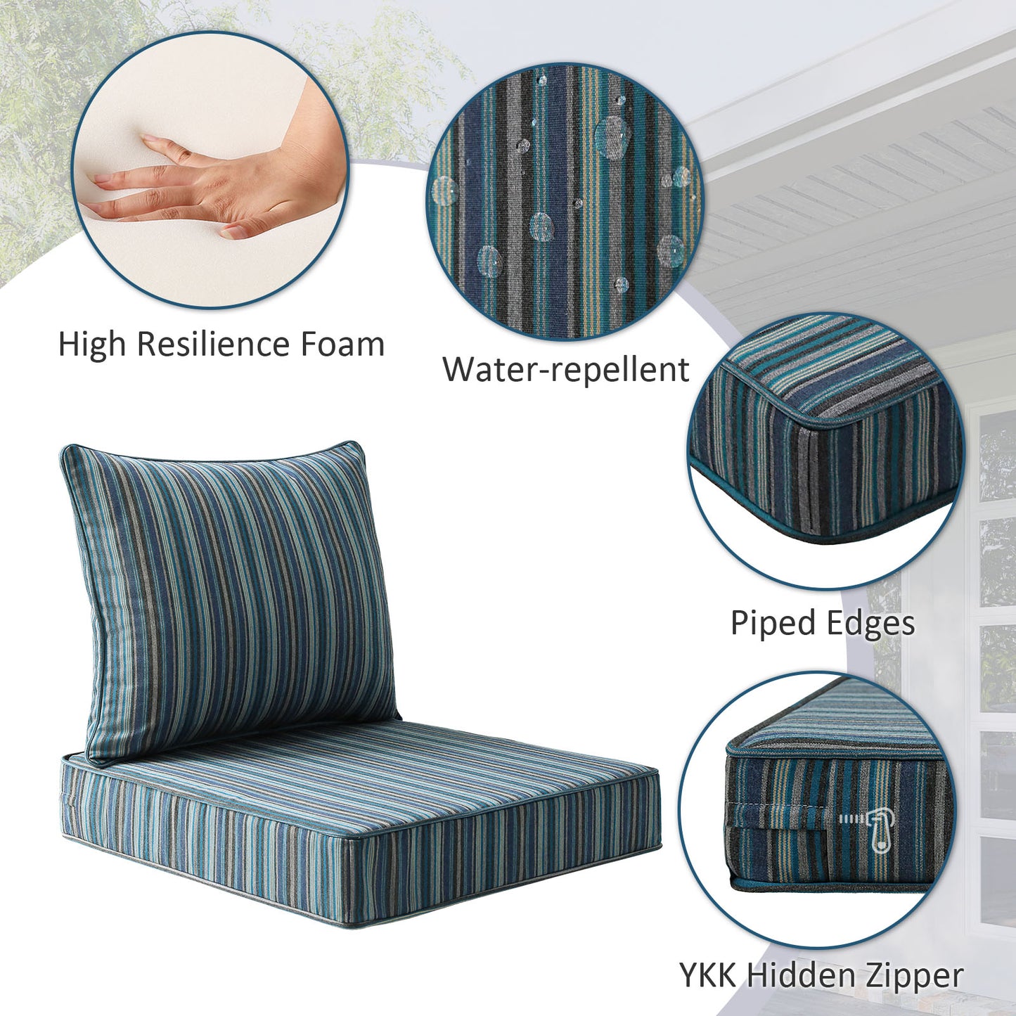 Sunbrella Outdoor 24" x24" Deep Seat Cushion Troupe Dock