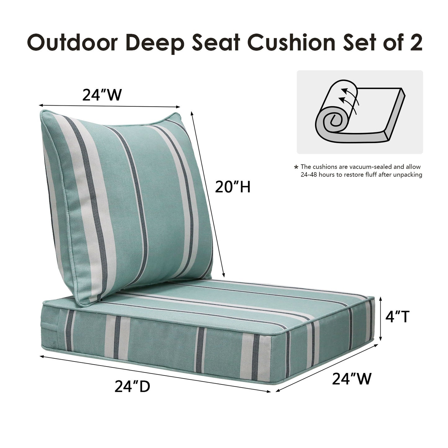 Unimatta Outdoor 24" x24" Deep Seat Cushion