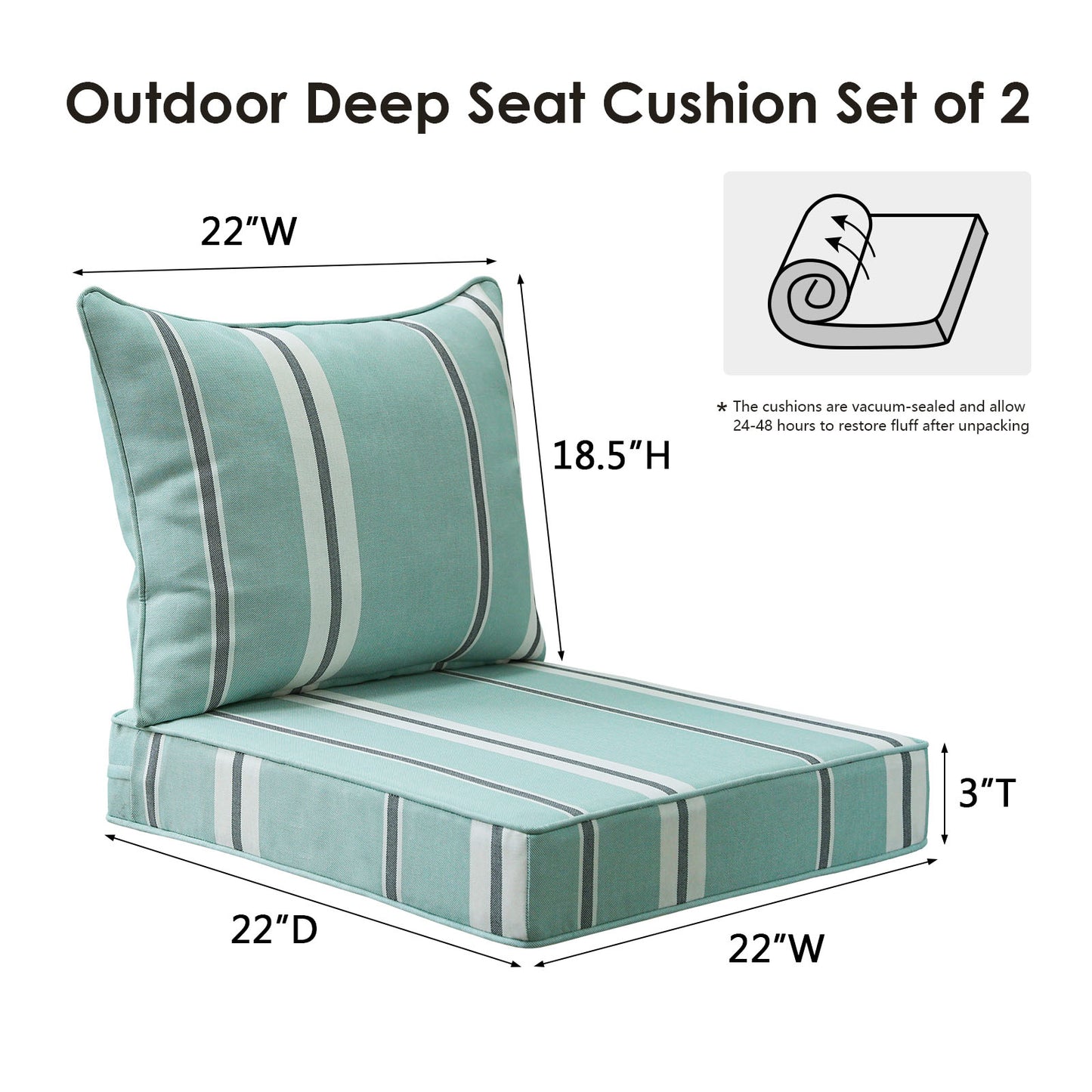 Unimatta Outdoor 24" x24" Deep Seat Cushion