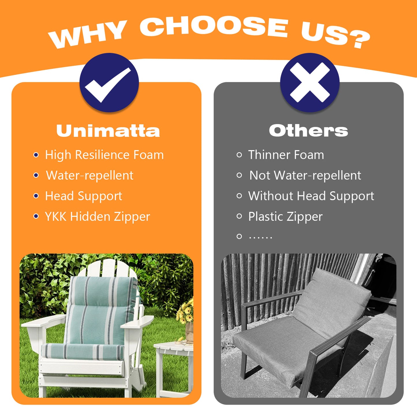 Unimatta Outdoor 44" x21" High Back Cushion
