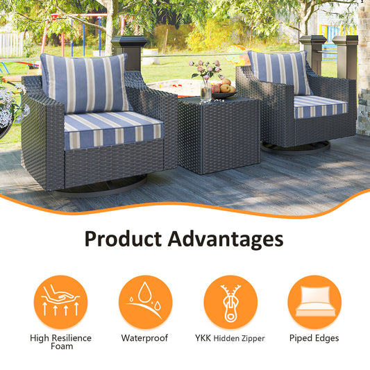 Unimatta Outdoor 24" x24" Deep Seat Cushion Navy Linen Stripe