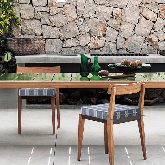 Unimatta Outdoor 19" x19" Seat Cushion Navy Linen Stripe