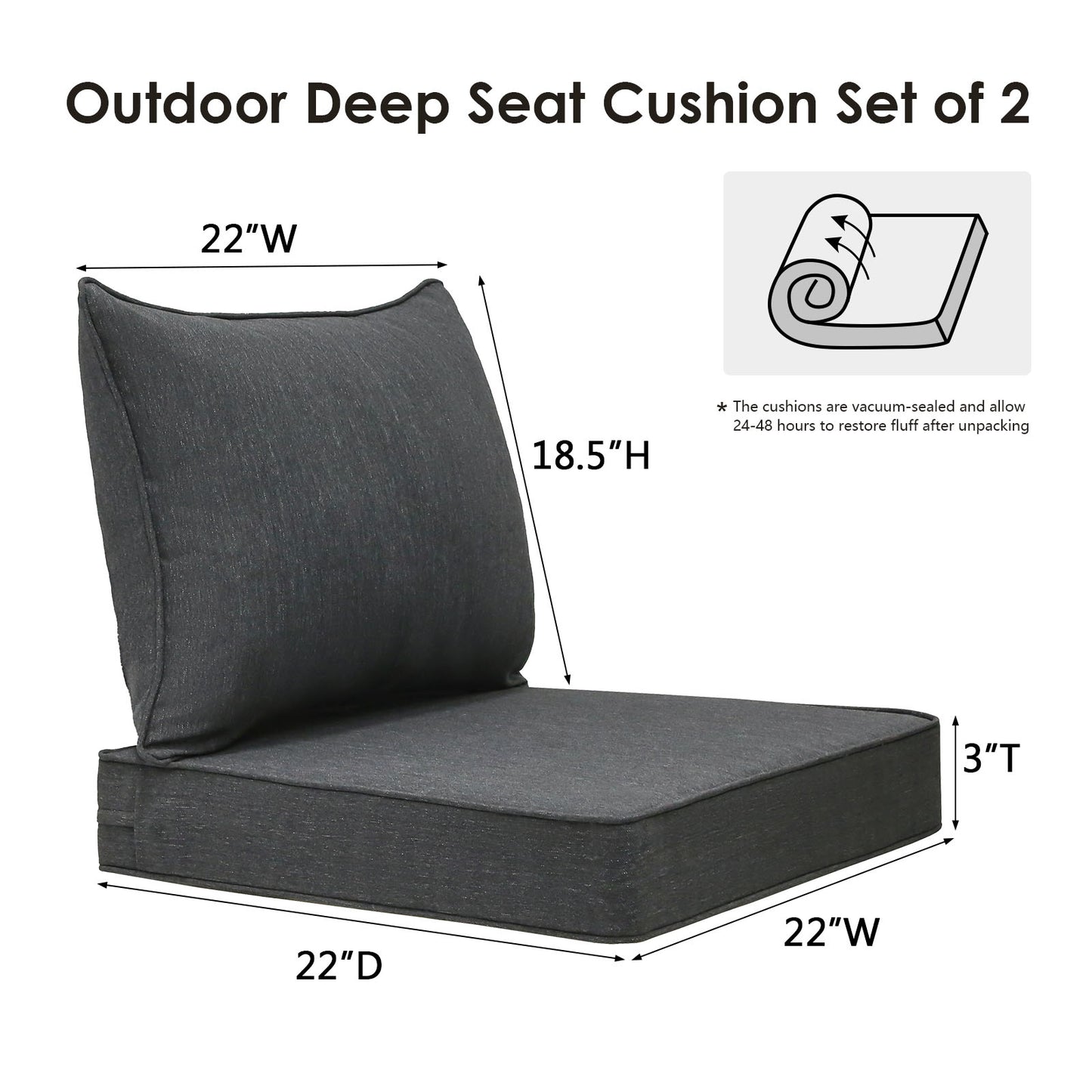 Unimatta Outdoor 24" x24" Deep Seat Cushion