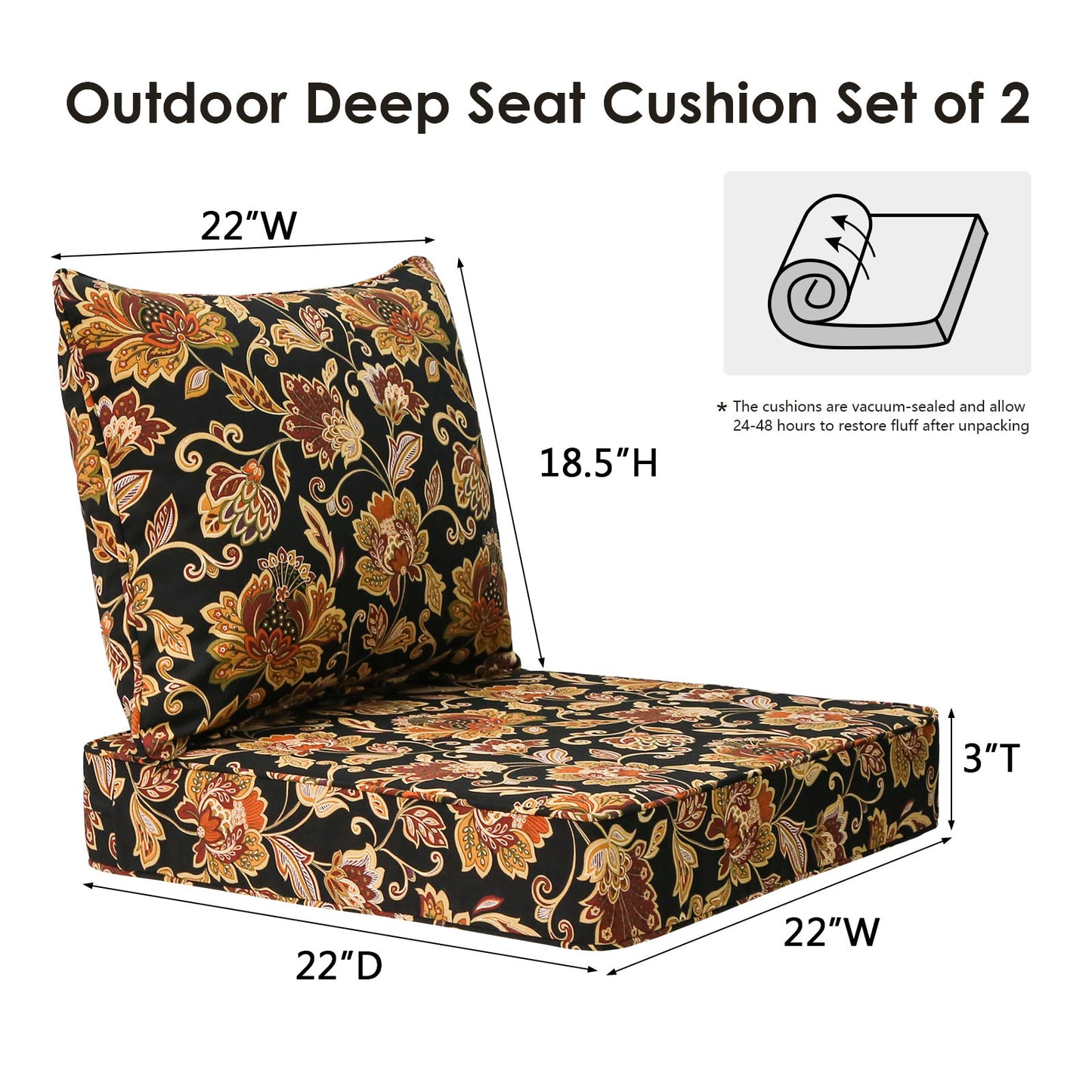 Unimatta Outdoor 24" x24" Deep Seat Cushion
