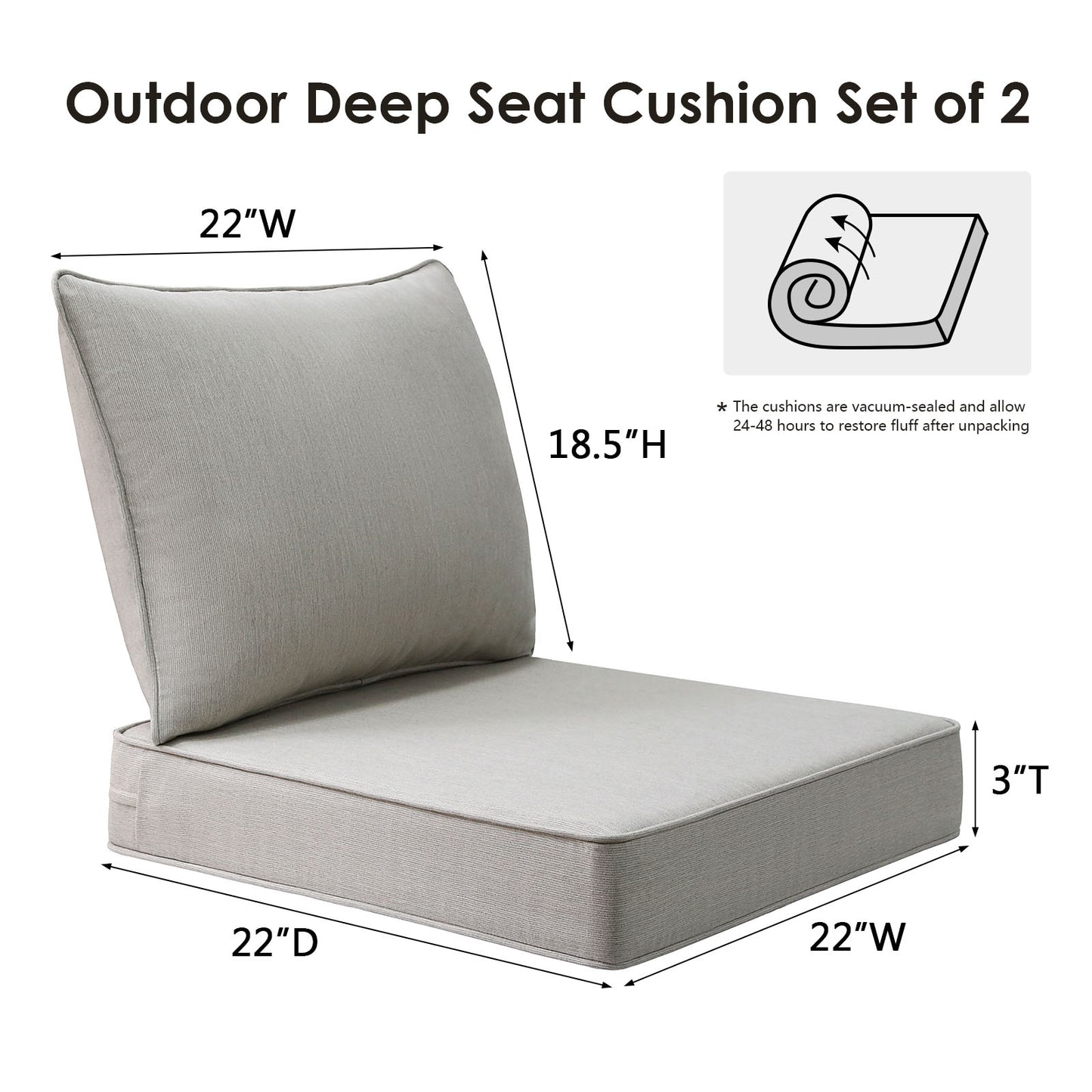 Unimatta Outdoor 24" x24" Deep Seat Cushion