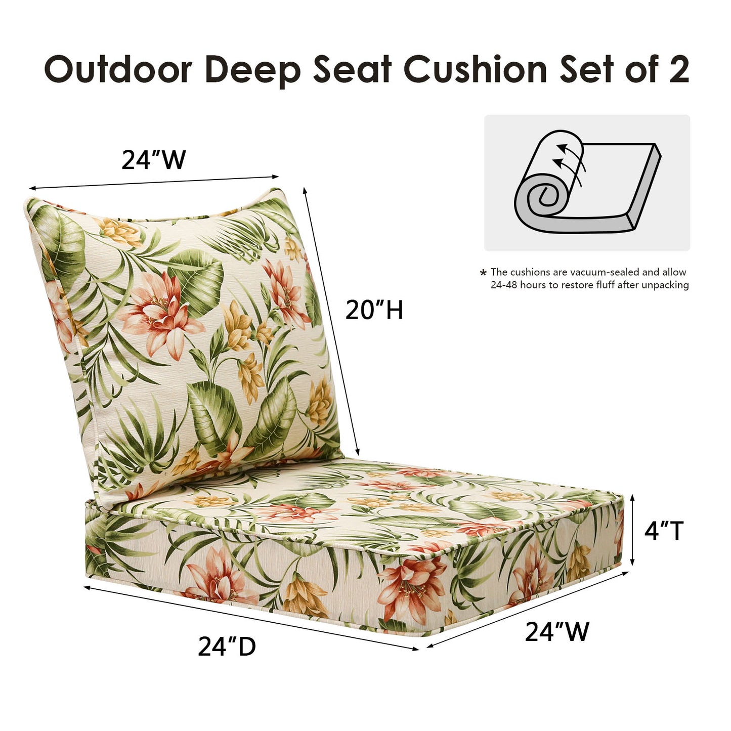 Unimatta Outdoor 24" x24" Deep Seat Cushion
