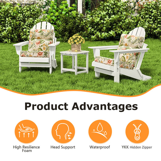 Unimatta Outdoor 44" x21" High Back Cushion Leaf and Flower