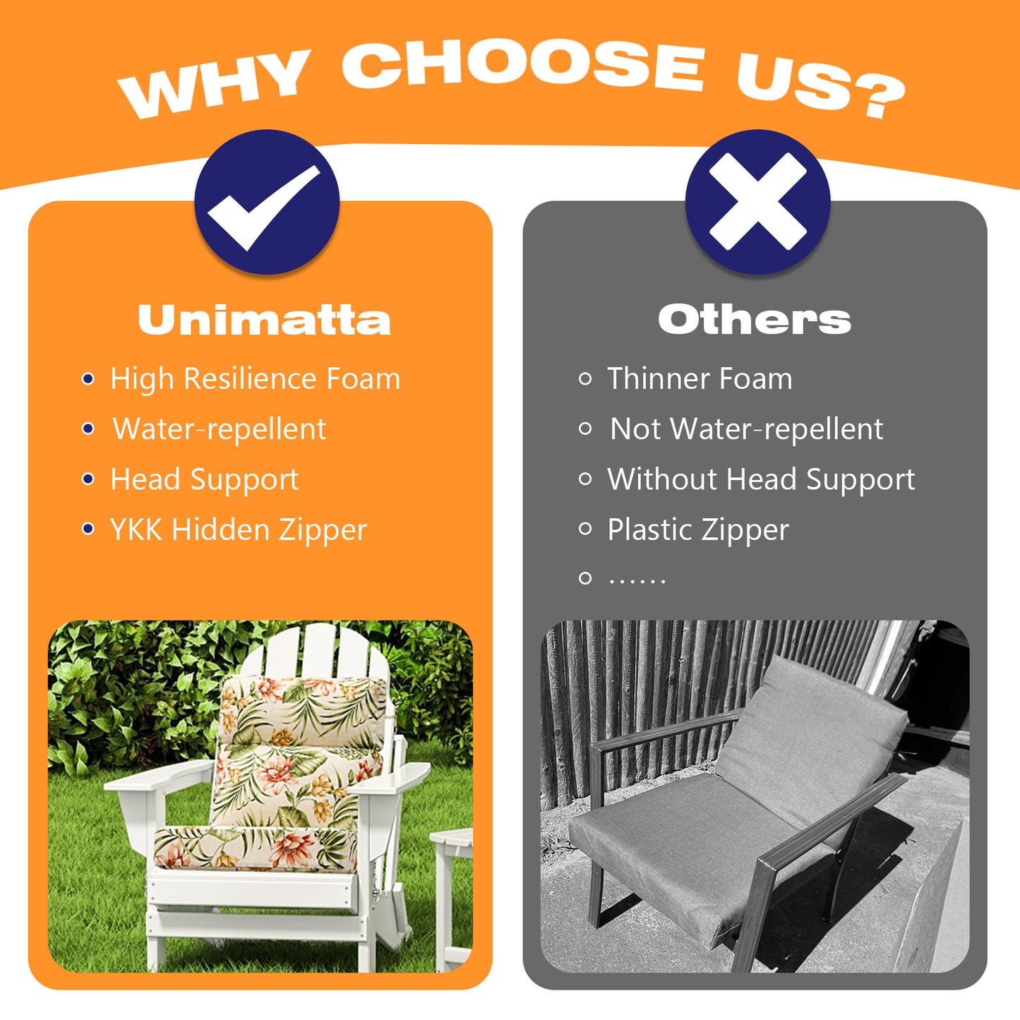 Unimatta Outdoor 44" x21" High Back Cushion