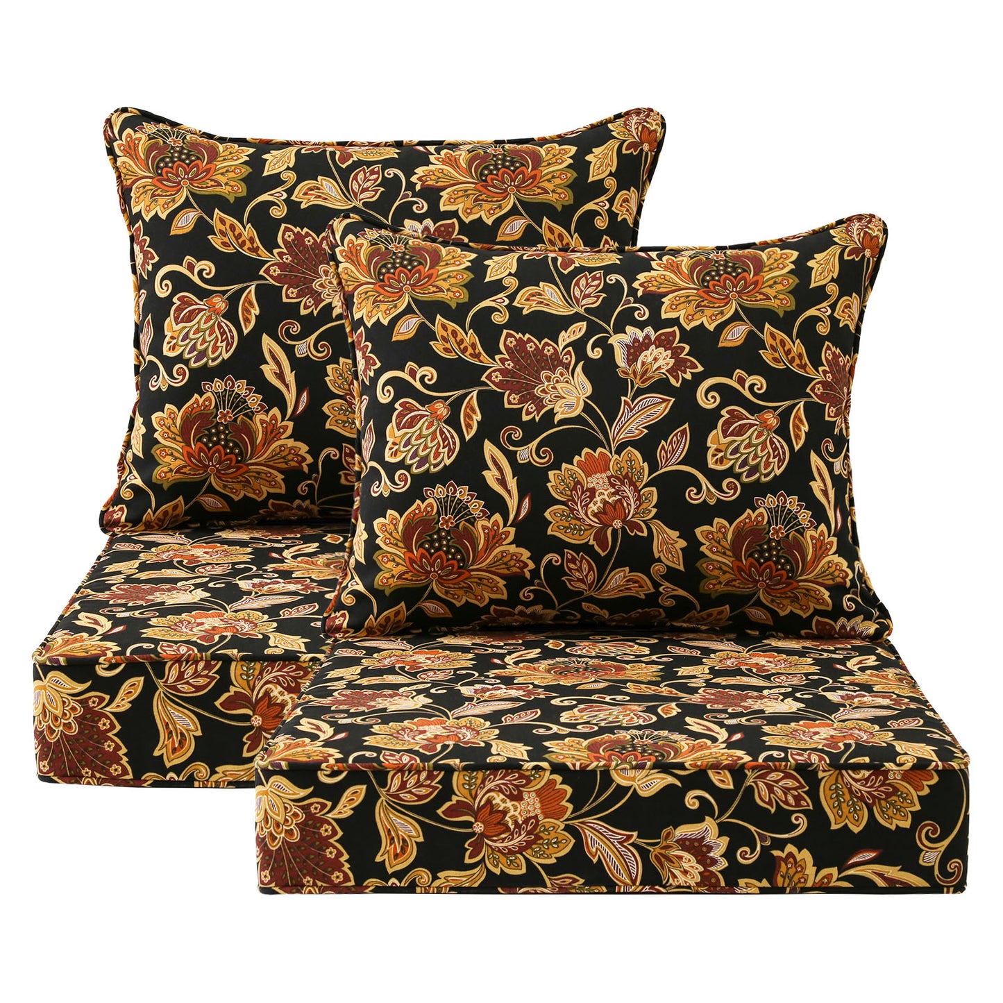 Unimatta Outdoor 24" x24" Deep Seat Cushion Red Yellow Vine Flower