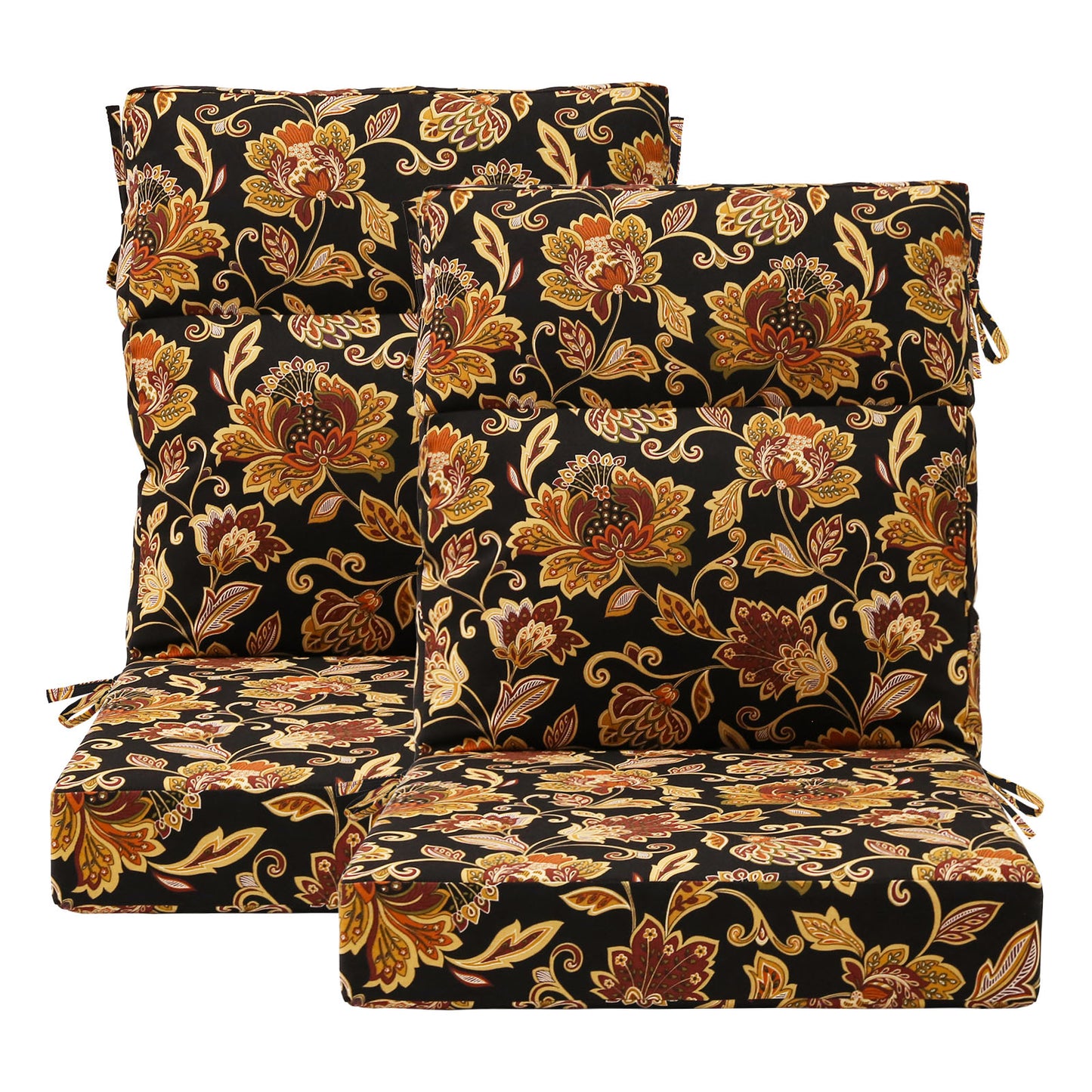 Unimatta Outdoor 44" x21" High Back Cushion Red Yellow Vine Flower