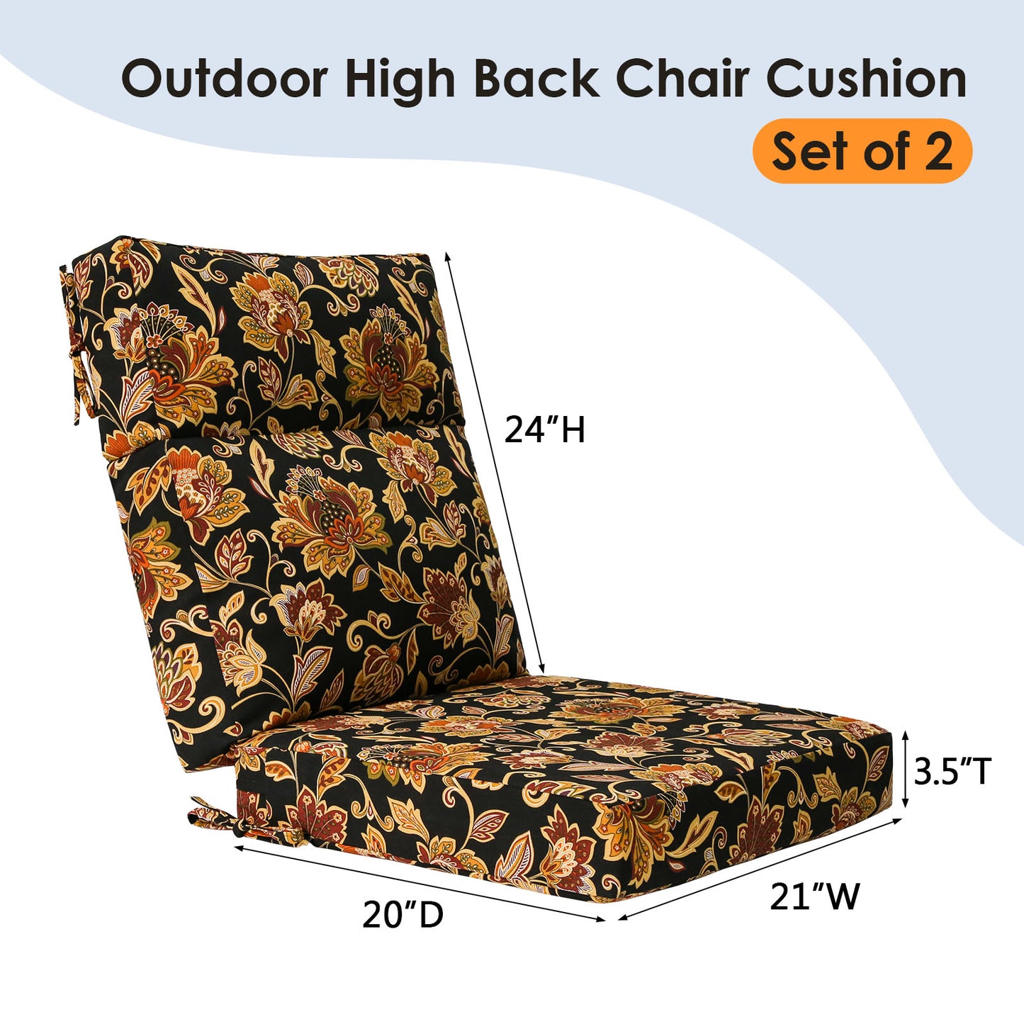 Unimatta Outdoor 44" x21" High Back Cushion Red Yellow Vine Flower