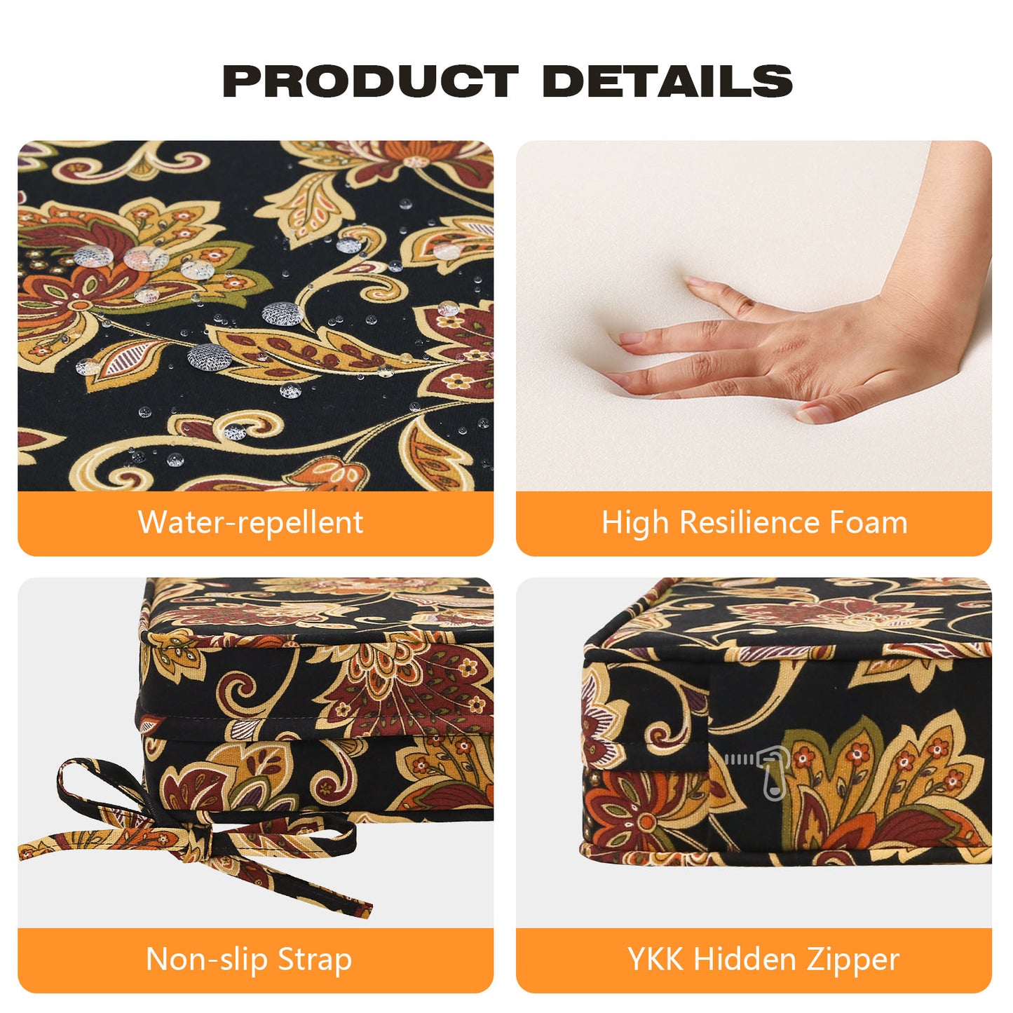 Unimatta Outdoor 19" x19" Seat Cushion Red Yellow Vine Flower