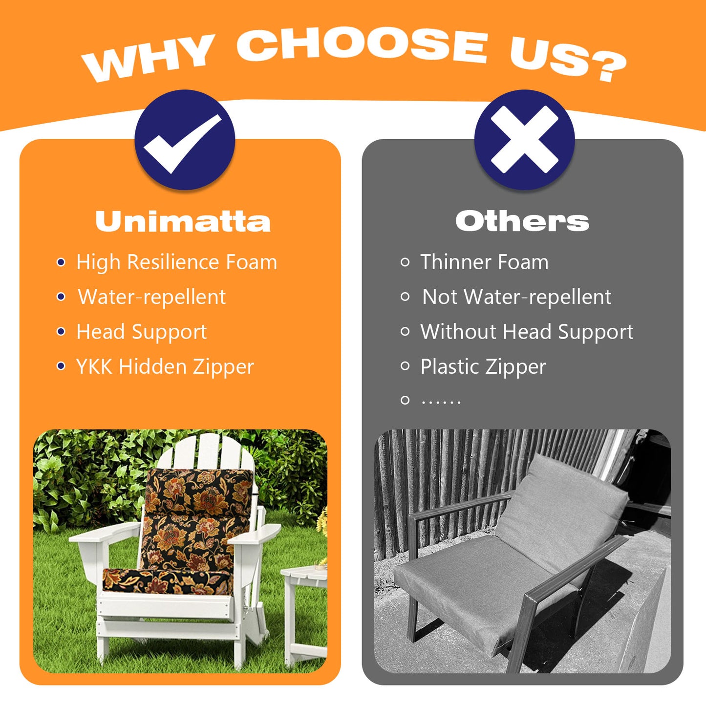 Unimatta Outdoor 44" x21" High Back Cushion