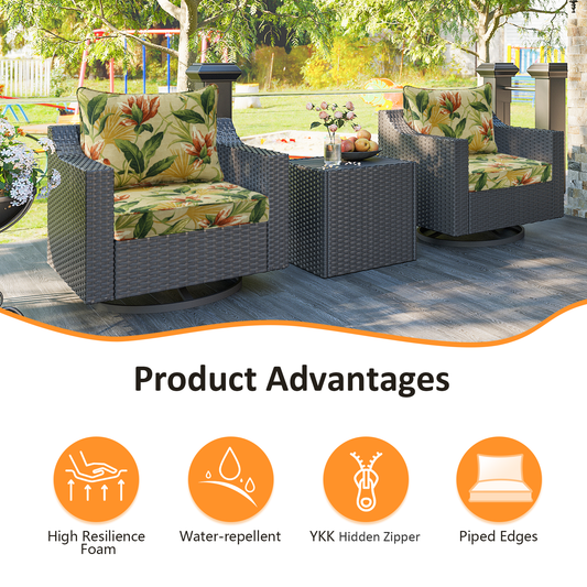 Unimatta Outdoor 24" x24" Deep Seat Cushion Yellow Flower