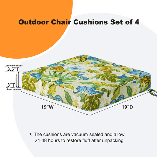 Unimatta Outdoor 19" x19" Seat Cushion Blue Flower