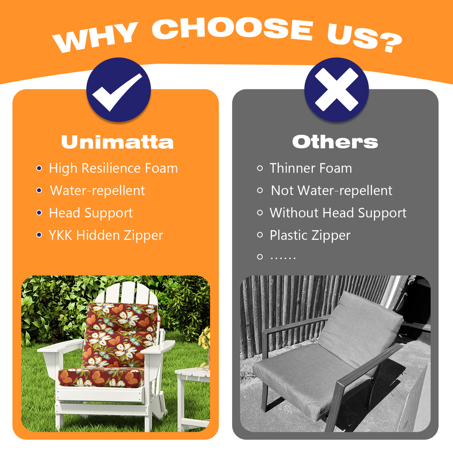 Unimatta Outdoor 44" x21" High Back Cushion