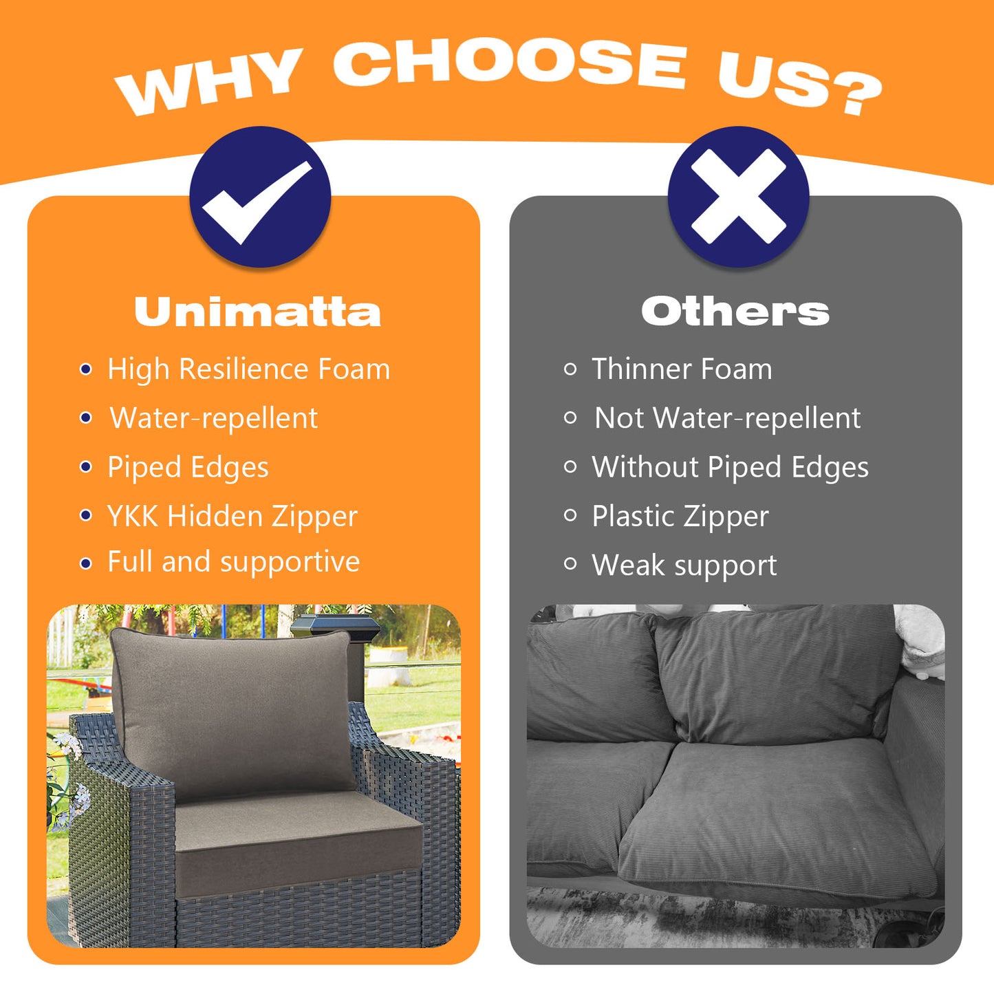 Sunbrella Outdoor 24" x24" Deep Seat Cushion Cast Shale
