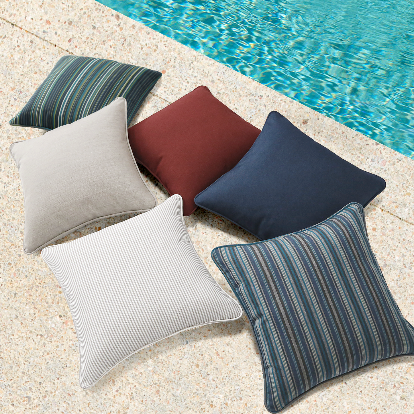 Sunbrella Outdoor Pillow With Inserts Beach Stripe Lagoon