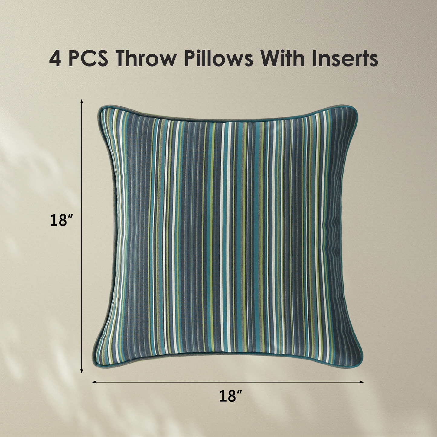 Sunbrella Outdoor Pillow With Inserts Beach Stripe Lagoon