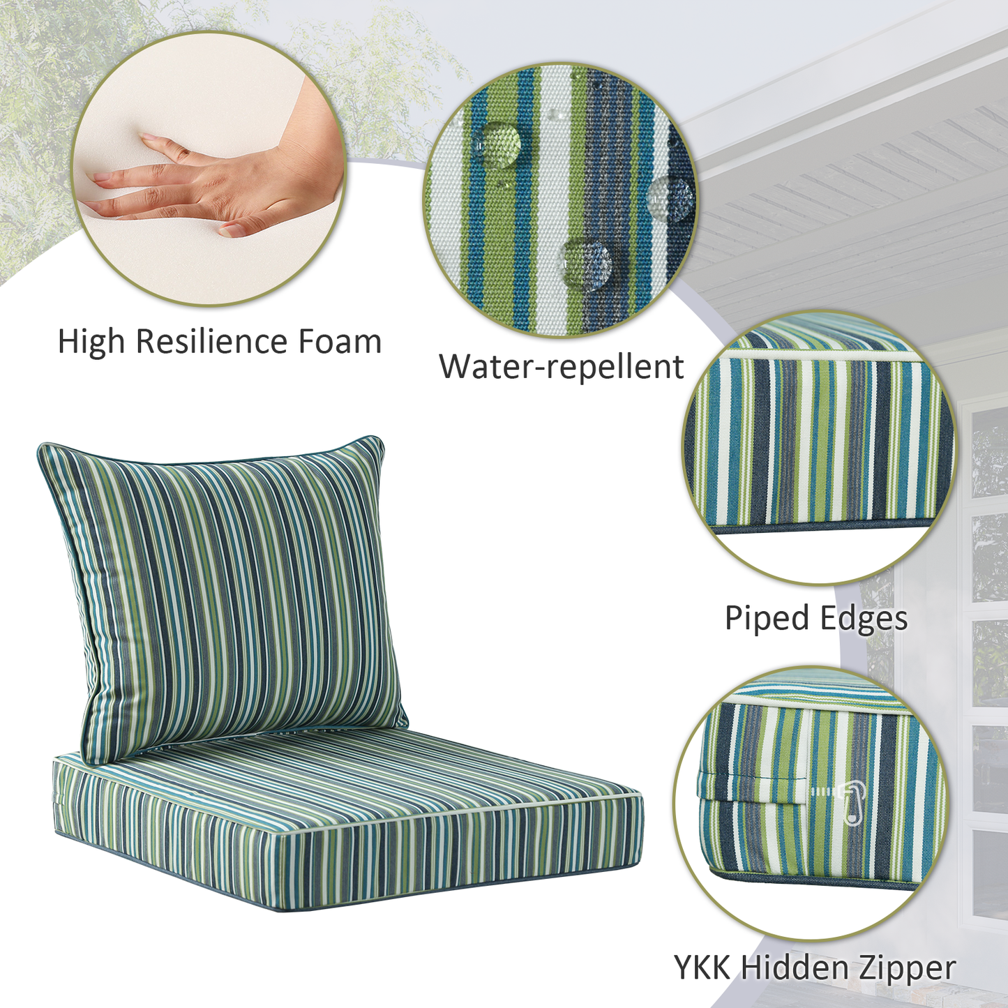 Sunbrella Outdoor 24" x24" Deep Seat Cushion Troupe Caribbean