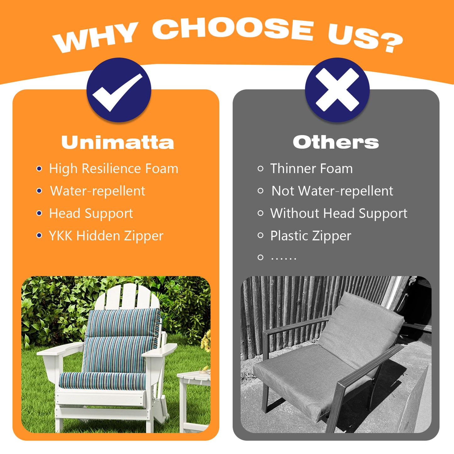 Unimatta Outdoor 44" x21" High Back Cushion