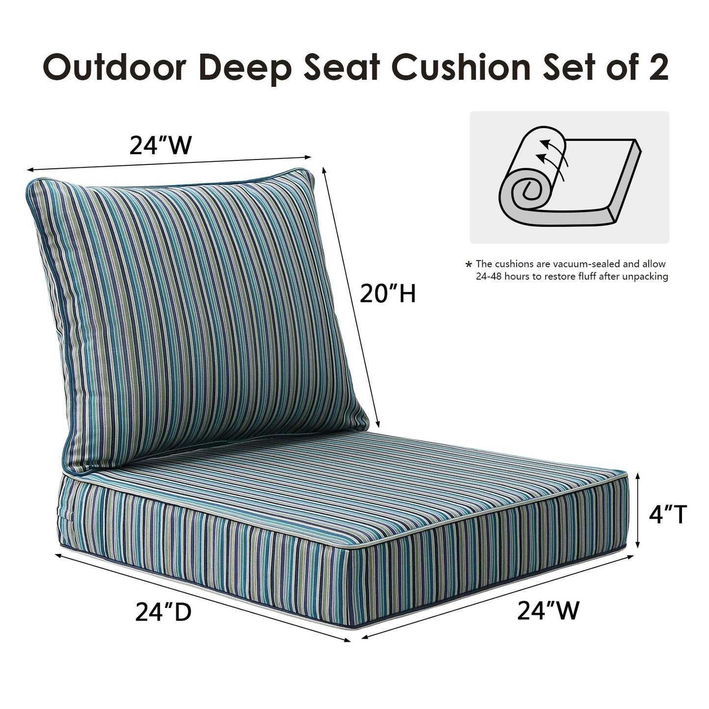 Sunbrella Outdoor 24" x24" Deep Seat Cushion Swell Turquoise