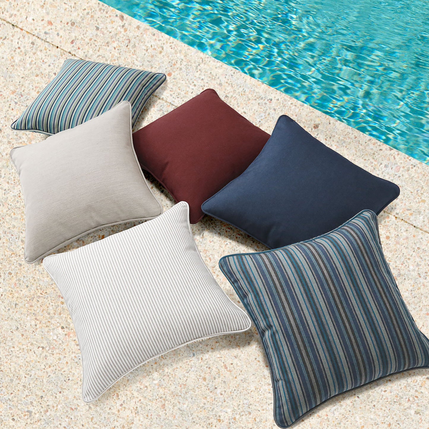Sunbrella Outdoor Pillow With Inserts Specrtum indigo