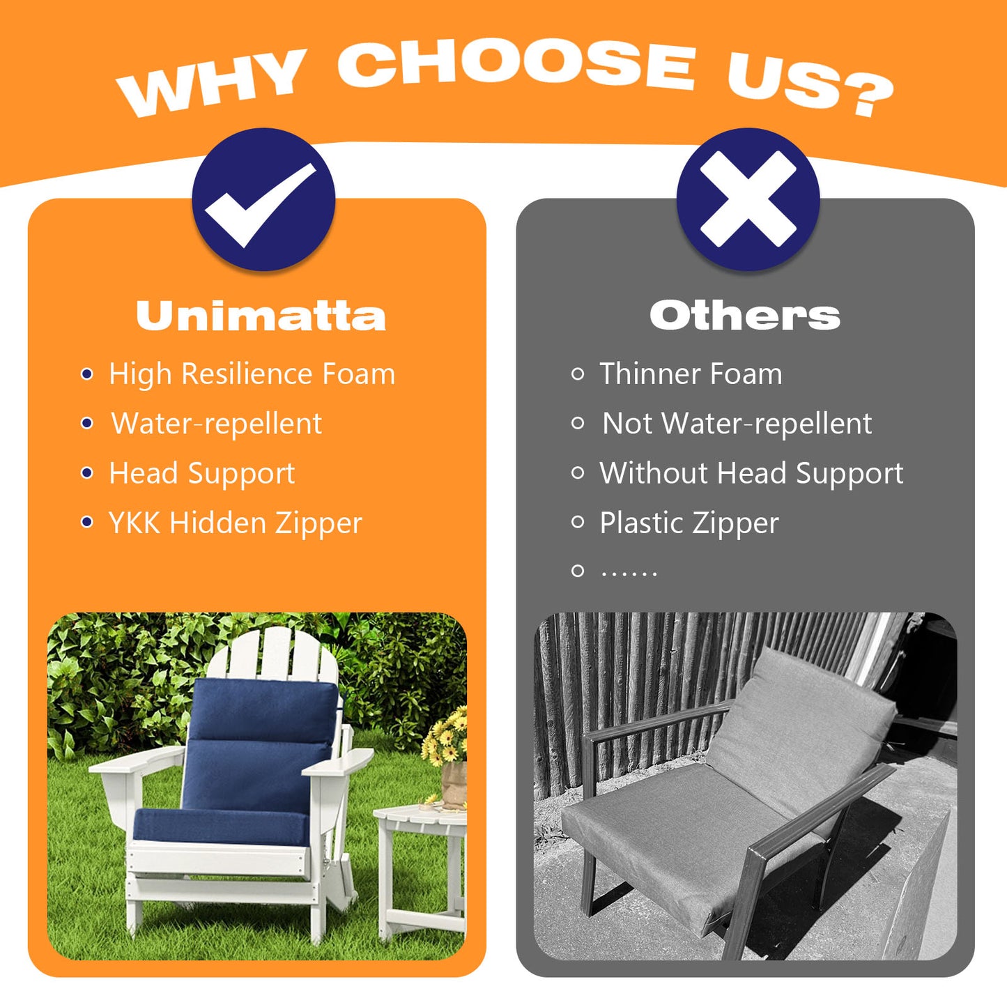 Unimatta Outdoor 44" x21" High Back Cushion