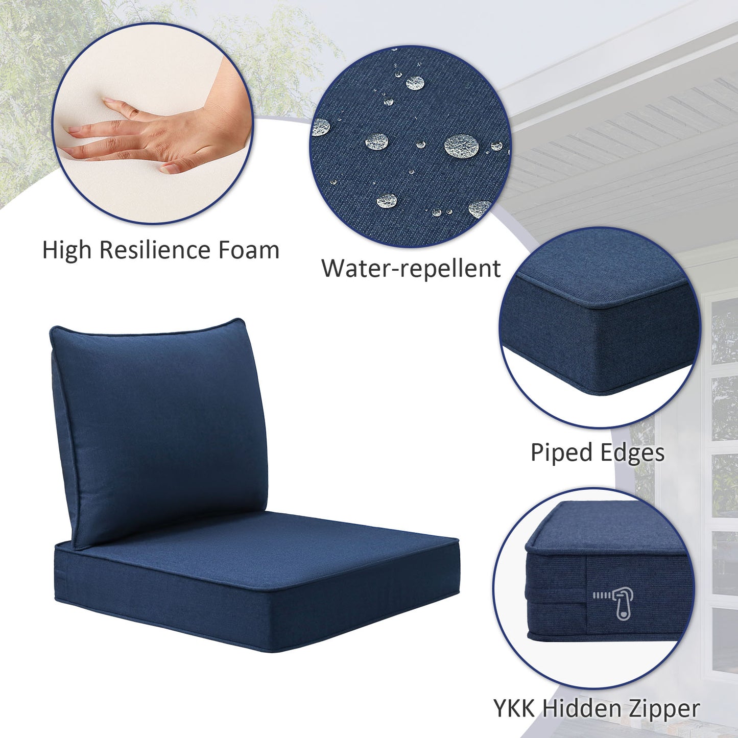 Sunbrella Outdoor 24" x24" Deep Seat Cushion Specrtum indigo
