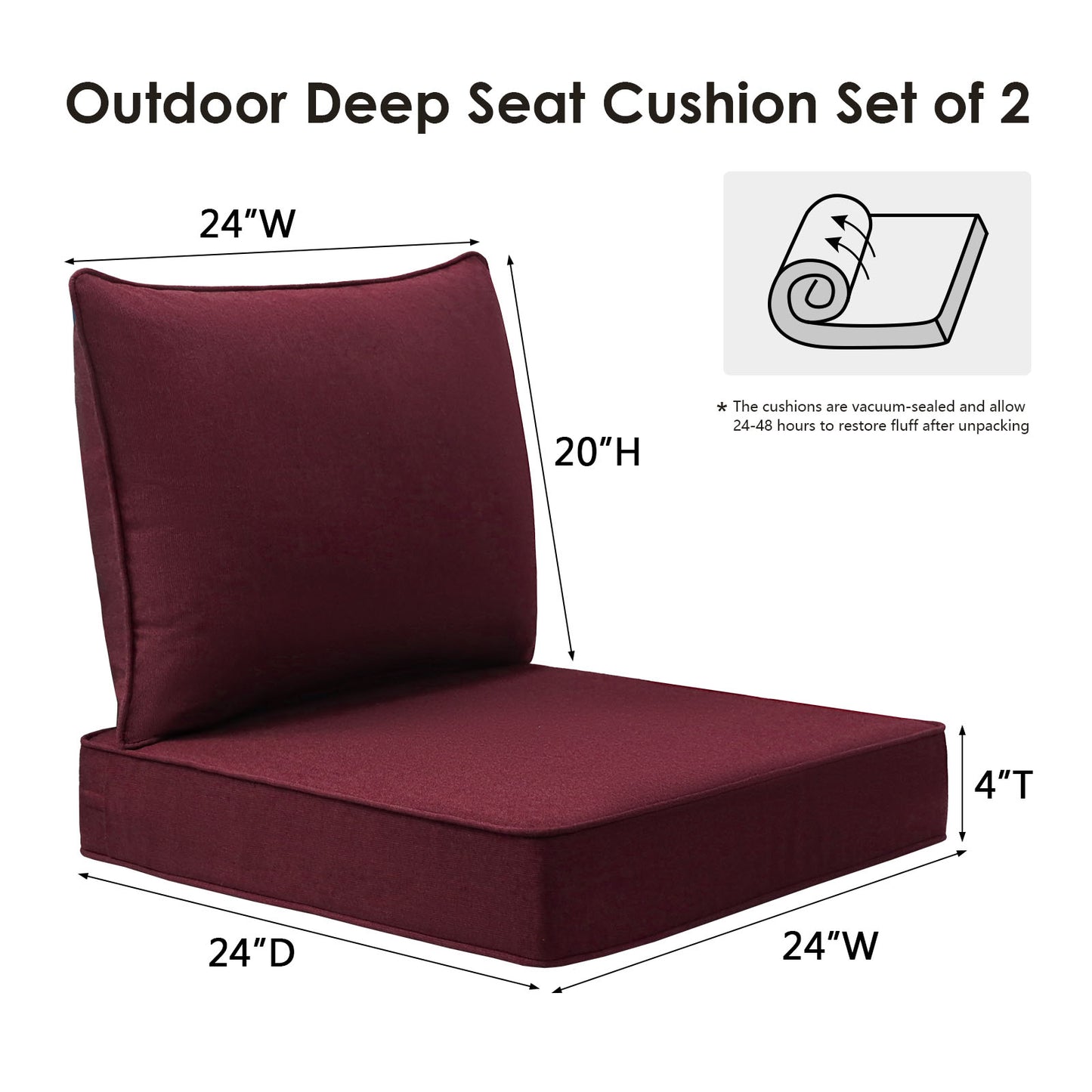 Sunbrella Outdoor 24" x24" Deep Seat Cushion Spectrum Ruby