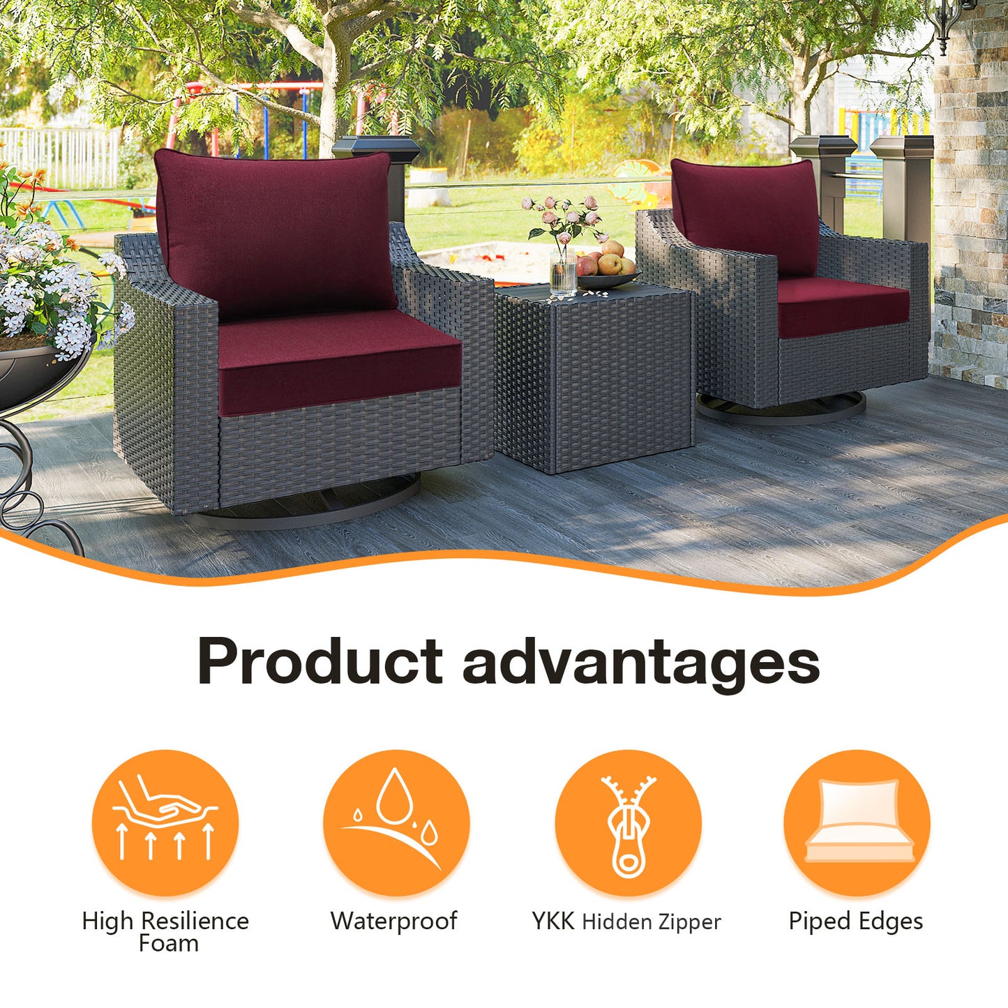Sunbrella Outdoor 24" x24" Deep Seat Cushion Spectrum Ruby