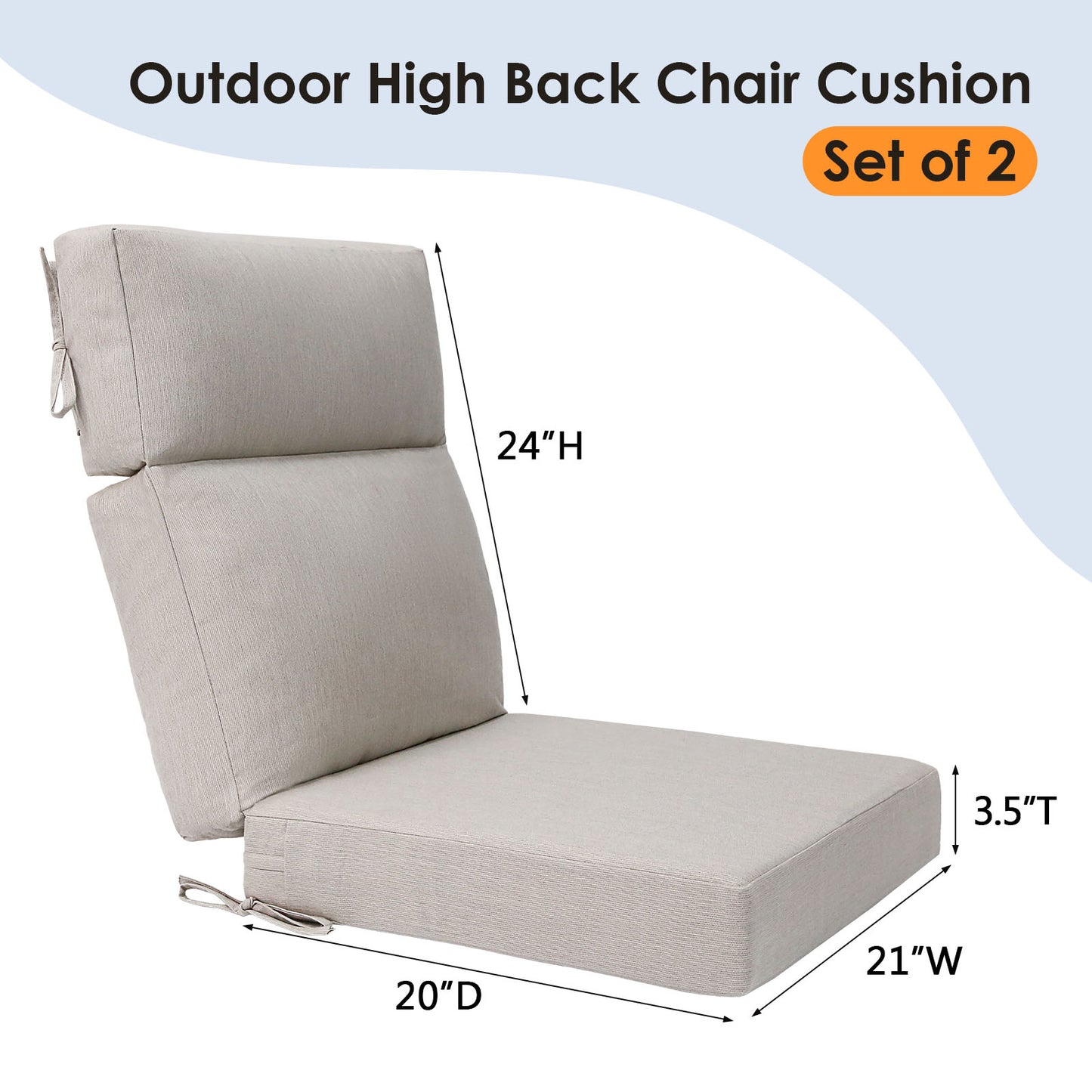 Sunbrella Outdoor 44" x21" High Back Cushion Specrtum Pebble