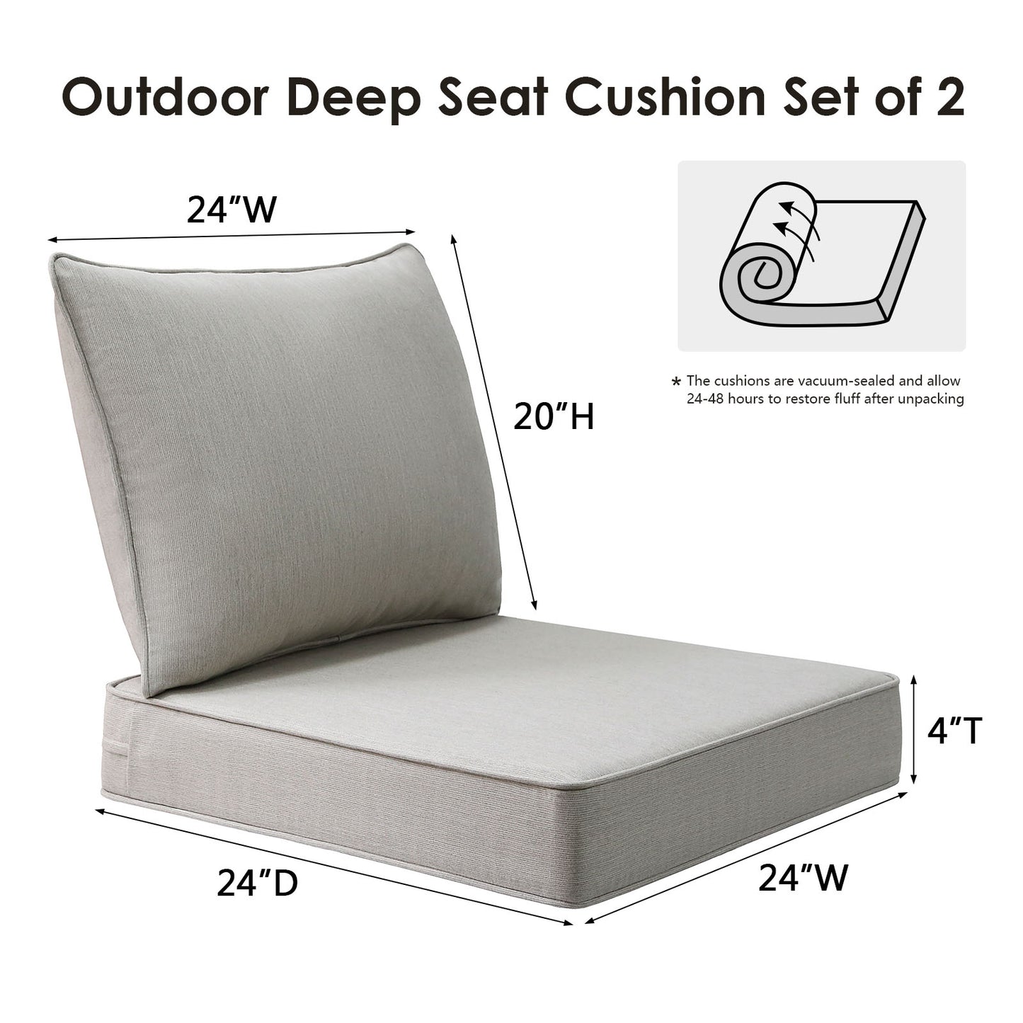 Sunbrella Outdoor 24" x24" Deep Seat Cushion Specrtum Pebble