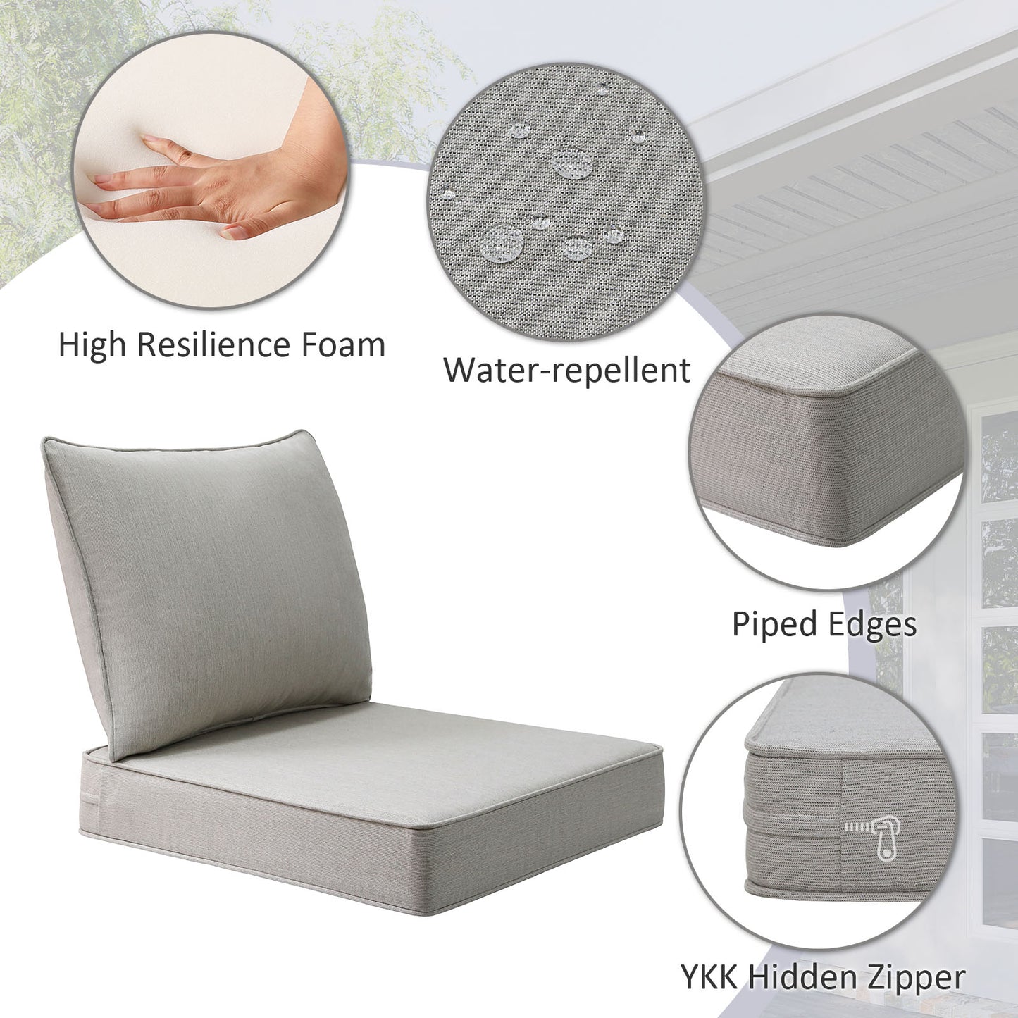 Sunbrella Outdoor 24" x24" Deep Seat Cushion Specrtum Pebble
