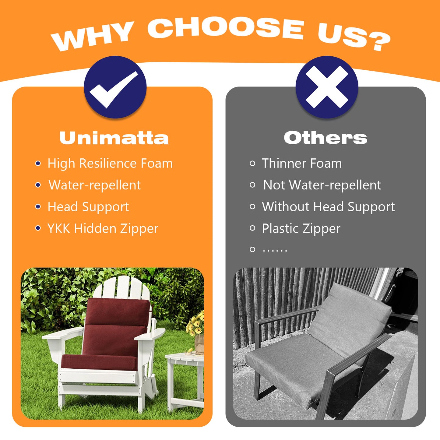 Unimatta Outdoor 44" x21" High Back Cushion